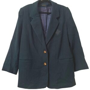 Vintage 100% Wool Made In USA Peacoat Jacket Hunter Forrest Green Women's Large